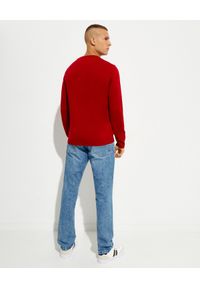 Ralph Lauren - RALPH LAUREN - Czerwony sweter z haftowanym logo. Typ kołnierza: polo. Kolor: czerwony. Materiał: wełna. Długość rękawa: długi rękaw. Długość: długie. Wzór: haft. Styl: klasyczny