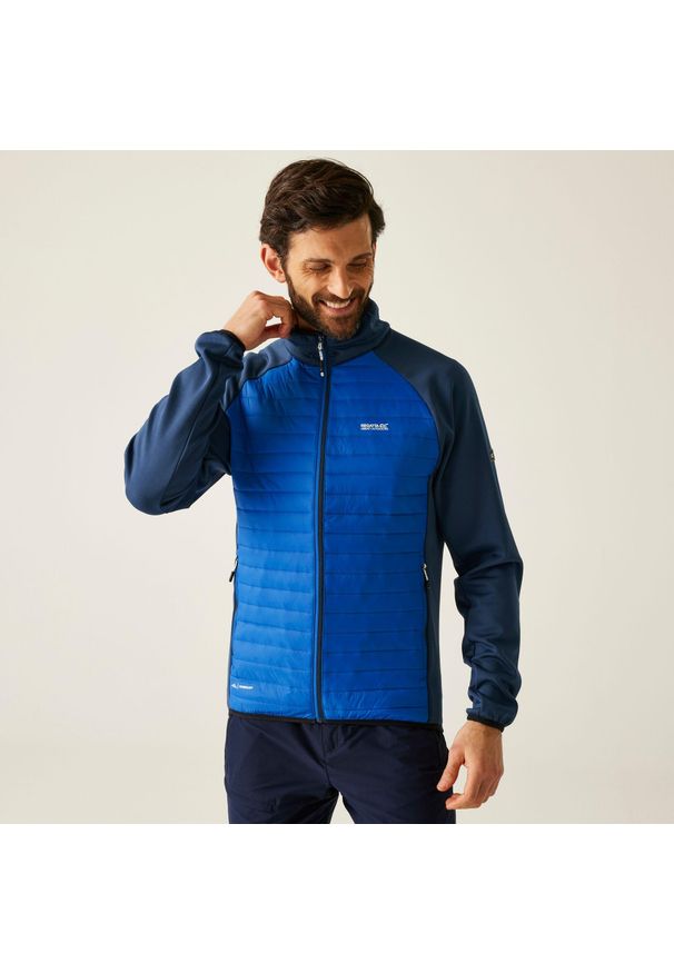 Regatta - Kurtka męska hybrydowa Clumber. Kolor: niebieski. Materiał: puch. Sport: turystyka piesza