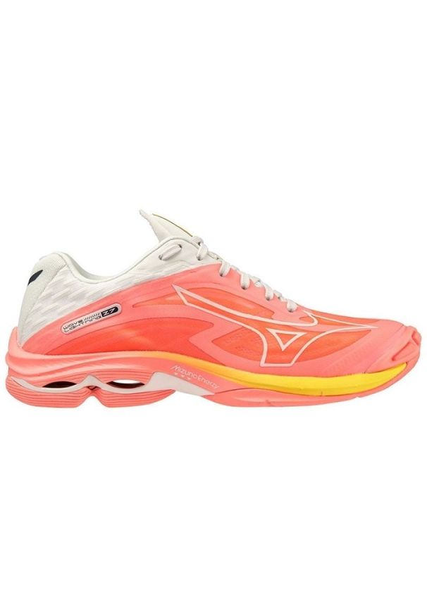 Buty do siatkówki Mizuno Wave Lightning Z7 V1GC220006 różowe. Zapięcie: sznurówki. Kolor: różowy. Materiał: guma, mesh. Szerokość cholewki: normalna. Model: Mizuno Wave. Sport: siatkówka