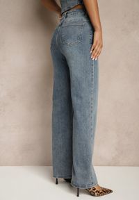 Renee - Niebieskie Jeansy High Waist z Szeroką Nogawką Uliswena. Okazja: na co dzień. Stan: podwyższony. Kolor: niebieski. Styl: casual, elegancki #5