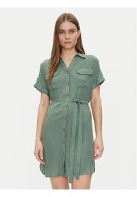 Vero Moda Sukienka koszulowa Bumpy 10325828 Zielony Loose Fit. Kolor: zielony. Materiał: wiskoza. Typ sukienki: koszulowe
