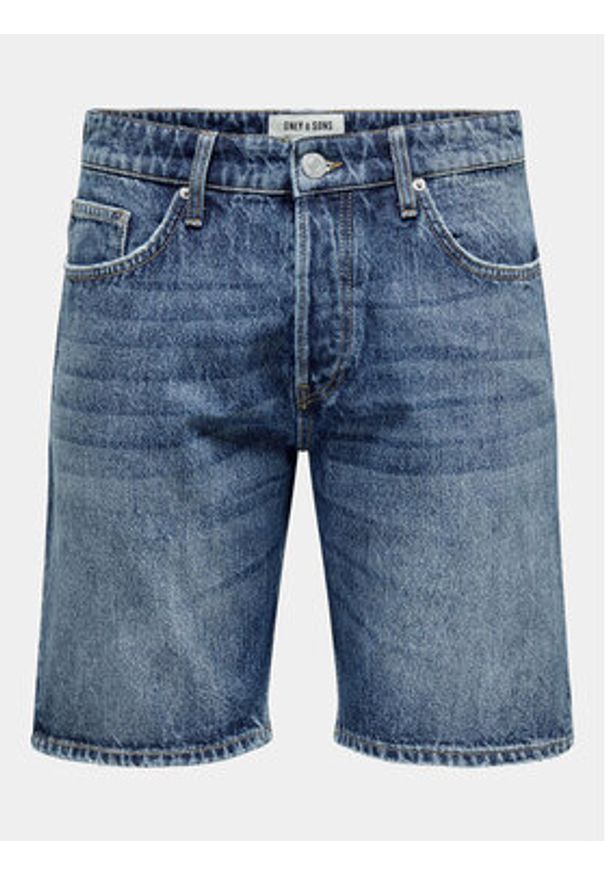 Only & Sons Szorty jeansowe Edge 22029179 Niebieski Straight Fit. Kolor: niebieski. Materiał: bawełna