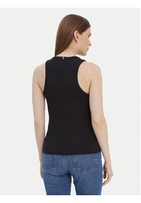 TOMMY HILFIGER - Tommy Hilfiger Top WW0WW38635 Czarny Slim Fit. Kolor: czarny. Materiał: wiskoza #5