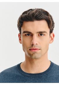 Pako Lorente - PAKO LORENTE – Granatowy sweter męski o-neck. Okazja: na co dzień. Kolor: niebieski. Materiał: poliester, wiskoza. Sezon: jesień. Styl: casual #3