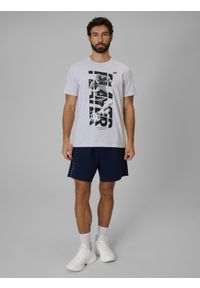 4f - 4F T-shirt regular z nadrukiem męski - szary XXL. Okazja: na co dzień. Kolor: szary. Materiał: jersey, bawełna, materiał. Długość rękawa: krótki rękaw. Długość: krótkie. Wzór: nadruk. Styl: casual, klasyczny, sportowy #2