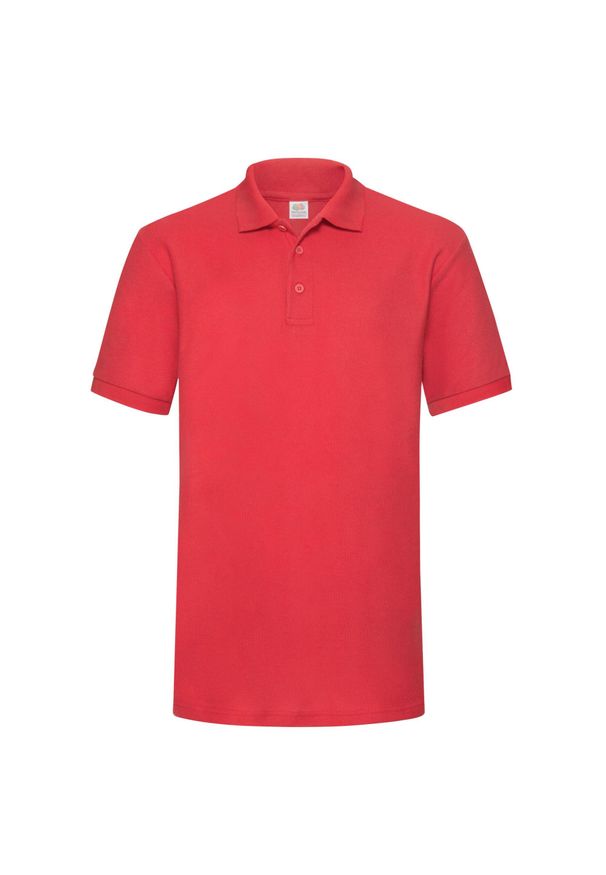 FRUIT OF THE LOOM - Męska Koszulka Polo O Gramaturze 65/35. Typ kołnierza: polo. Kolor: czerwony
