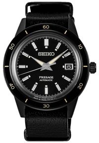 Seiko - Zegarek Męski SEIKO Presage Style 60s Stealth SRPH95J1. Materiał: skóra. Styl: casual, elegancki