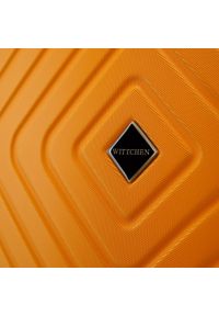 Wittchen - Średnia walizka z ABS-u z geometrycznym tłoczeniem pomarańczowa. Kolor: pomarańczowy. Materiał: poliester. Wzór: geometria #6