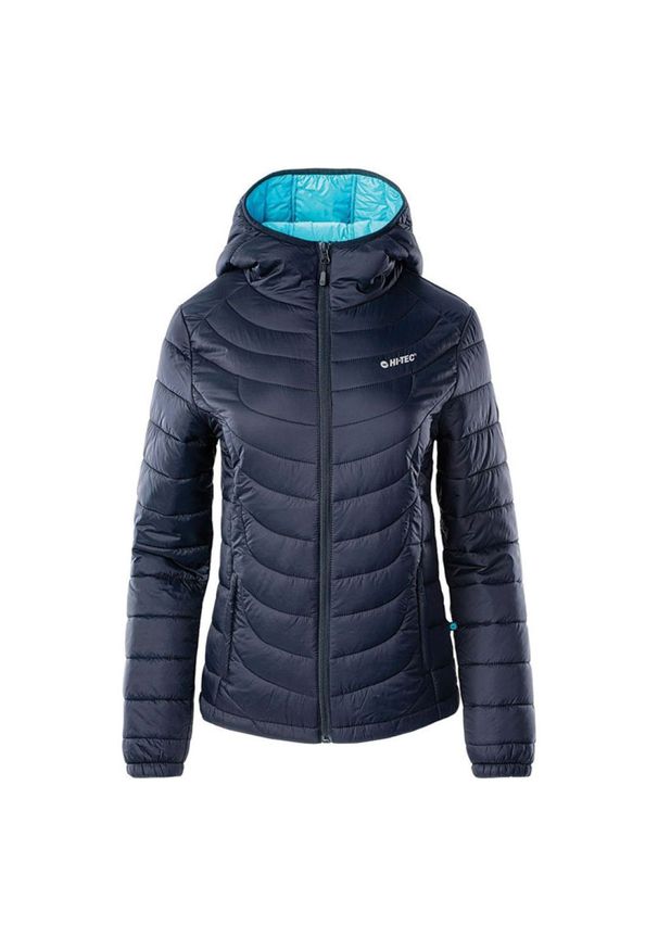 Hi-tec - Kurtka damska pikowana Hi-Tec Lady Nahia - granatowo-błękitna, Rozmiar S. Typ kołnierza: kołnierzyk stójkowy. Kolor: niebieski. Materiał: syntetyk. Sezon: zima. Sport: turystyka piesza