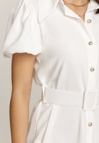 Renee - Biała Sukienka Oediphukas. Kolor: biały. Typ sukienki: koszulowe. Styl: retro, elegancki #3