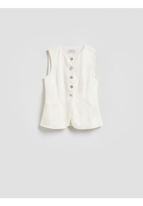 Reserved - Kamizelka z lnem - biały. Kolor: biały. Materiał: len