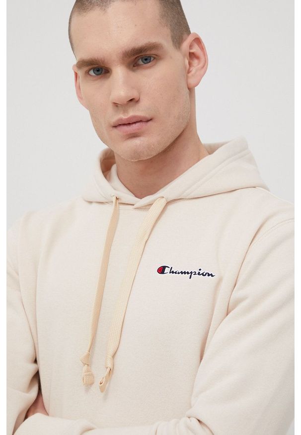 Champion bluza 217064 męska kolor beżowy z kapturem melanżowa. Okazja: na co dzień. Typ kołnierza: kaptur. Kolor: beżowy. Materiał: dzianina. Wzór: melanż. Styl: casual