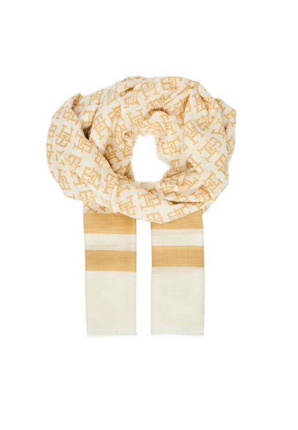 TOMMY HILFIGER - Tommy Hilfiger Szal Beach Summer Mono Scarf AW0AW16030 Beżowy. Kolor: beżowy. Materiał: materiał