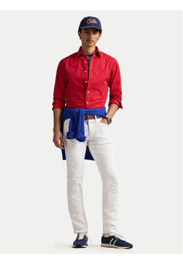 Polo Ralph Lauren Koszula 710937993012 Czerwony Custom Fit. Typ kołnierza: polo. Kolor: czerwony. Materiał: bawełna