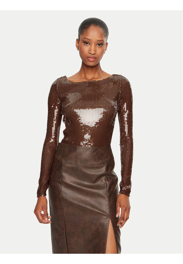 BARDOT - Bardot Body Brenna 59567TB Brązowy Slim Fit. Kolor: brązowy. Materiał: syntetyk