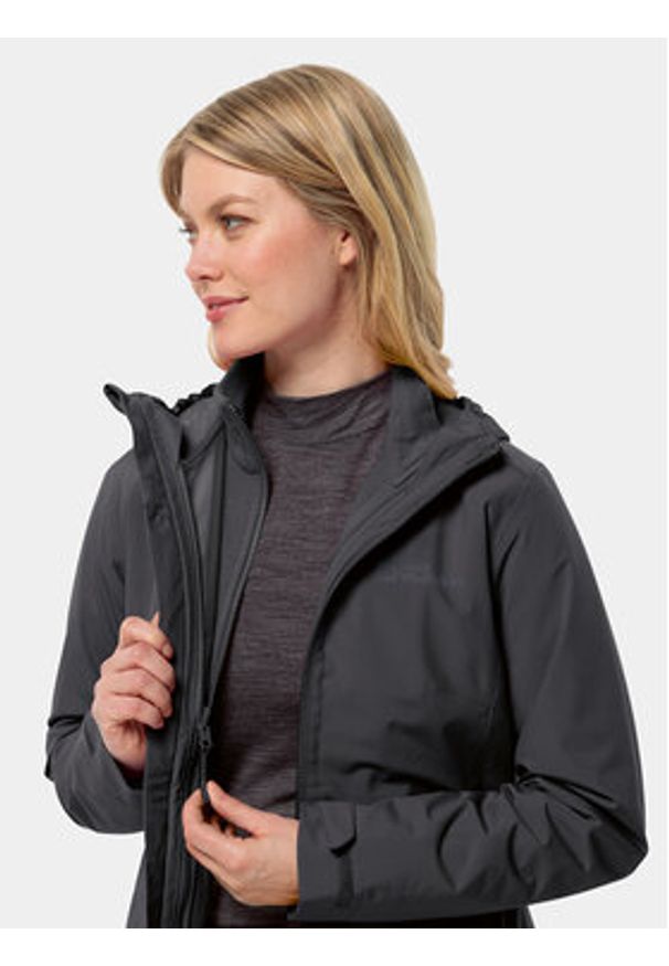 Jack Wolfskin Kurtka outdoor Moonrise 3In1 Jkt 1115621 Czarny Regular Fit. Kolor: czarny. Materiał: syntetyk. Sport: outdoor