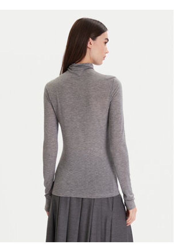 Calvin Klein Sweter LV044D239G Szary Slim Fit. Kolor: szary. Materiał: wełna, lyocell