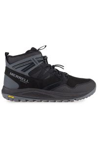 Buty Merrell Nova Sneaker Boot Bungee Waterproof J067109 - czarne. Zapięcie: sznurówki. Kolor: czarny. Materiał: skóra, syntetyk, zamsz, materiał. Szerokość cholewki: normalna. Sezon: zima