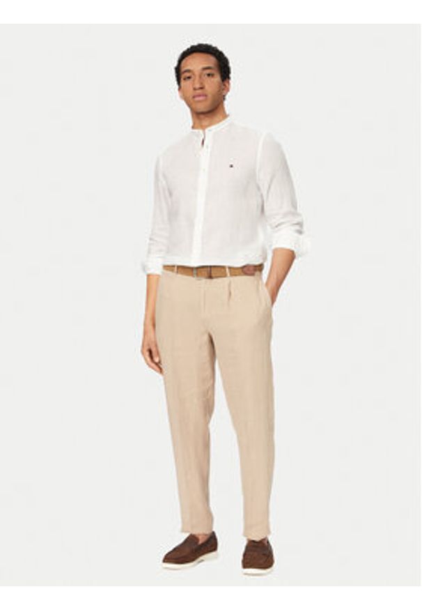 TOMMY HILFIGER - Tommy Hilfiger Koszula MW0MW39271 Biały Slim Fit. Kolor: biały. Materiał: len