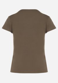 Born2be - Ciemnozielony Bawełniany Klasyczny T-shirt Lunolia. Okazja: na co dzień. Kolor: zielony. Materiał: bawełna. Wzór: gładki. Styl: klasyczny #6