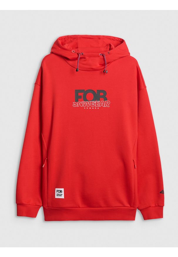4f - 4F Bluza dresowa nierozpinana z kapturem męska - czerwona S. Typ kołnierza: kaptur. Kolor: czerwony. Materiał: dresówka. Styl: klasyczny