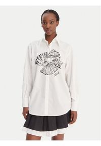 Karl Lagerfeld - KARL LAGERFELD Koszula B1W11002 Biały Relaxed Fit. Typ kołnierza: dekolt w karo. Kolor: biały. Materiał: bawełna #1