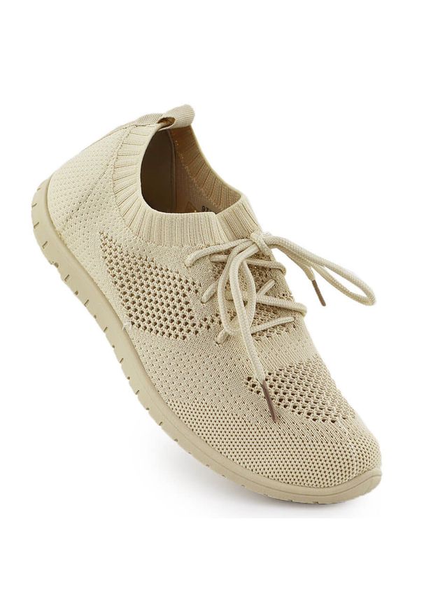 NEWS - Buty sportowe damskie ażurowe beżowe News 1020. Kolor: beżowy. Materiał: tkanina. Szerokość cholewki: normalna. Wzór: ażurowy