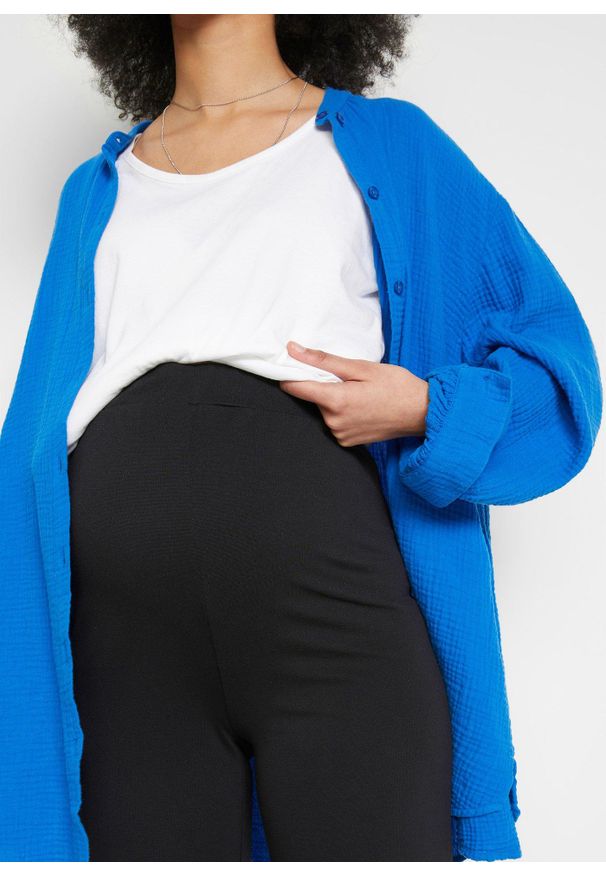 bonprix - Spodnie ciążowe culotte 7/8. Kolekcja: moda ciążowa. Kolor: czarny. Materiał: wiskoza. Styl: elegancki