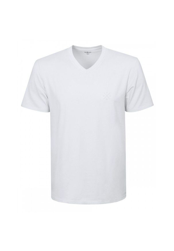 Koszulka Męska (T-Shirt) - Pako Jeans - Biała, Dekolt V-Neck (Serek). Okazja: na co dzień. Kolor: biały. Materiał: bawełna. Styl: casual