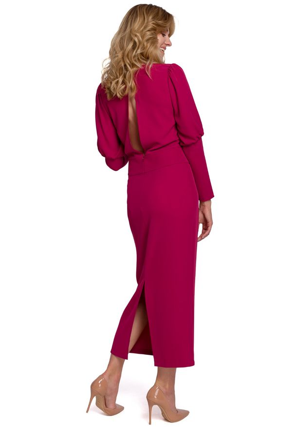 Makover - Elegancka ołówkowa sukienka 7/8 z odkrytymi plecami. Typ sukienki: ołówkowe. Styl: elegancki