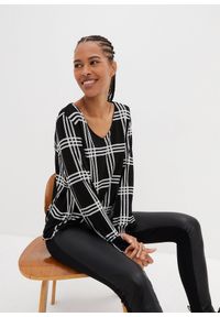 bonprix - Shirt z długim rękawem i elastycznym dołem. Kolor: czarny. Materiał: wiskoza. Długość rękawa: długi rękaw. Długość: długie #1