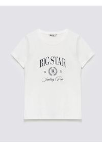 Big-Star - Koszulka damska z kontrastowym nadrukiem biała Ratta 100. Okazja: na co dzień. Kolor: biały. Materiał: materiał, jeans, dzianina. Wzór: nadruk. Styl: elegancki, casual #7