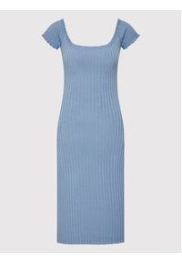 Guess Sukienka dzianinowa W2YK54 Z30L1 Błękitny Slim Fit. Kolor: niebieski. Materiał: bawełna
