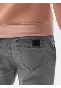 Ombre Clothing - Spodnie męskie jeansowe joggery P1027 - szare - XXL. Kolor: szary. Materiał: jeans. Styl: klasyczny #3