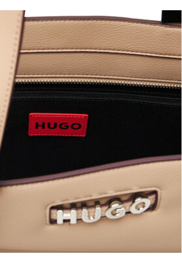 Hugo - HUGO Torebka 50541884 Beżowy. Kolor: beżowy. Materiał: skórzane