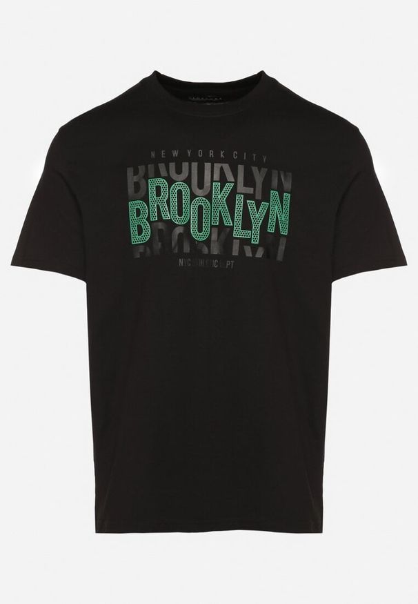 Born2be - Czarny T-shirt Bawełniany z Napisem Sunviera. Okazja: na co dzień. Kolor: czarny. Materiał: bawełna. Wzór: napisy. Styl: casual
