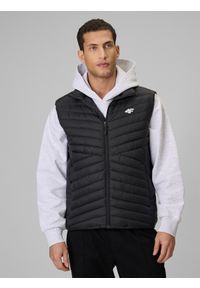 4f - 4F Bezrękawnik z wypełnieniem syntetycznym męski - czarny XL. Kolor: czarny. Materiał: syntetyk. Długość rękawa: bez rękawów. Wzór: jodełka #1