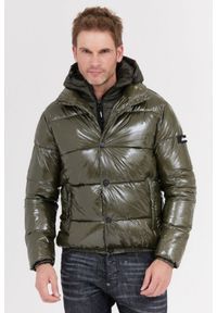 Invicta - INVICTA Zielona męska błyszcząca kurtka puchowa z kapturem, Rozmiar L. Typ kołnierza: kaptur. Kolor: zielony. Materiał: puch #2