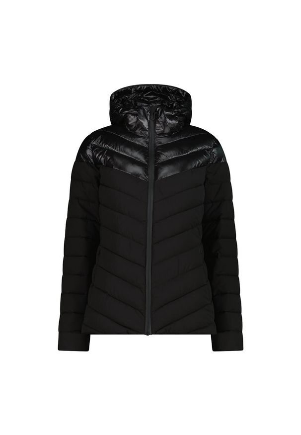 Kurtka puchowa z kapturem na zamek Sorona Aura damska CMP. Typ kołnierza: kaptur. Kolor: czarny. Materiał: puch. Sport: turystyka piesza