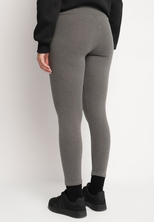 Born2be - Szare Legginsy z Wysokim Stanem i Szeroką Gumką w Talii Seviel. Stan: podwyższony. Kolor: szary. Długość: długie. Styl: klasyczny, elegancki