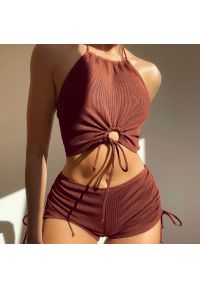 Intica - Strój kąpielowy dwuczęściowy szybkoschnący z regulacją Dragulina. Kolor: brązowy. Materiał: materiał #6