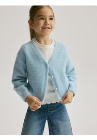 Reserved - Dzianinowy kardigan - jasnoniebieski. Kolor: niebieski. Materiał: dzianina #1