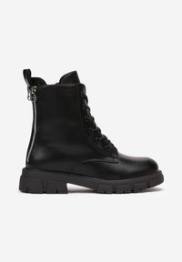 Born2be - Czarne Botki Workery z Sznurowaniem Caroilra. Okazja: na co dzień. Kolor: czarny. Styl: casual
