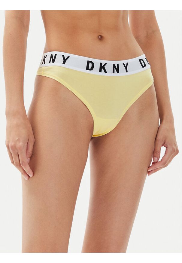 DKNY Stringi DK4529 Żółty. Kolor: żółty. Materiał: bawełna