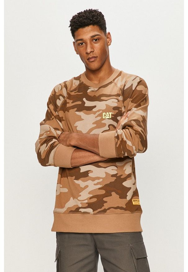 CATerpillar - Caterpillar - Bluza. Okazja: na co dzień. Kolor: brązowy. Długość rękawa: raglanowy rękaw. Wzór: aplikacja. Styl: casual