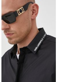 Karl Lagerfeld koszula męska kolor czarny regular z kołnierzykiem klasycznym. Typ kołnierza: kołnierzyk klasyczny. Kolor: czarny. Materiał: tkanina. Długość rękawa: długi rękaw. Długość: długie. Styl: klasyczny
