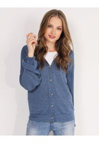 Unisono - SWETER Z GUZIKAMI 235-2141 BLU. Materiał: nylon, wiskoza, poliester