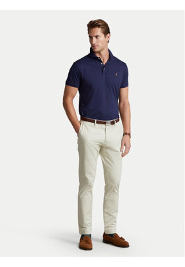 Polo Ralph Lauren Polo 710713130006 Granatowy Custom Slim Fit. Typ kołnierza: polo. Kolor: niebieski. Materiał: bawełna