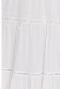 TwinSet - Twinset - Sukienka. Kolor: biały. Materiał: tkanina, koronka. Wzór: gładki. Typ sukienki: rozkloszowane #6