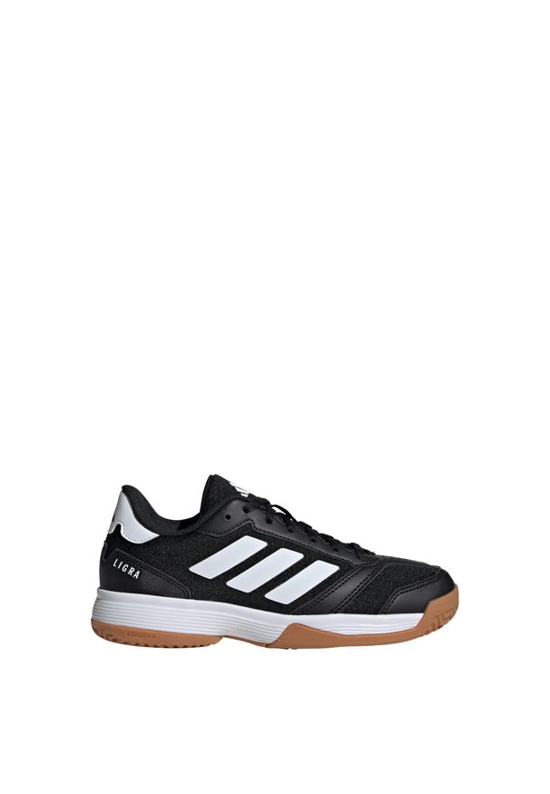 Adidas - Buty Ligra 8 Kids IN. Kolor: biały, wielokolorowy, czarny. Materiał: materiał